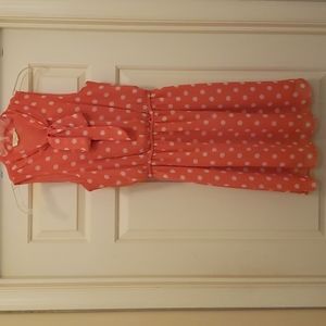Forever 21 - Coral Summer Dress with White Polka Dots - Size Small